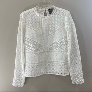 Anthropologie James Caviello White Lace Top